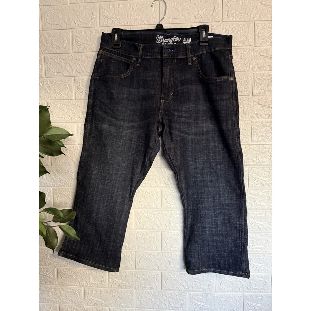 Wrangler Retro Slim Boot Dark Blue Denim Capris Womens Size 32x21 Mid Rise